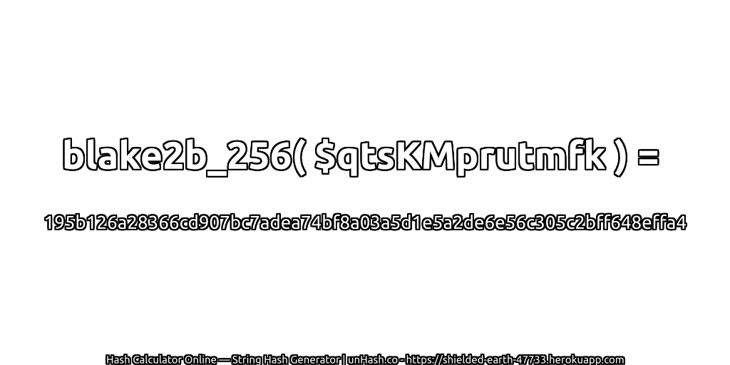 blake2b_256( $qtsKMprutmfk ) = 195b126a28366cd907bc7adea74bf8a03a5d1e5a2de6e56c305c2bff648effa4 | unHash.co