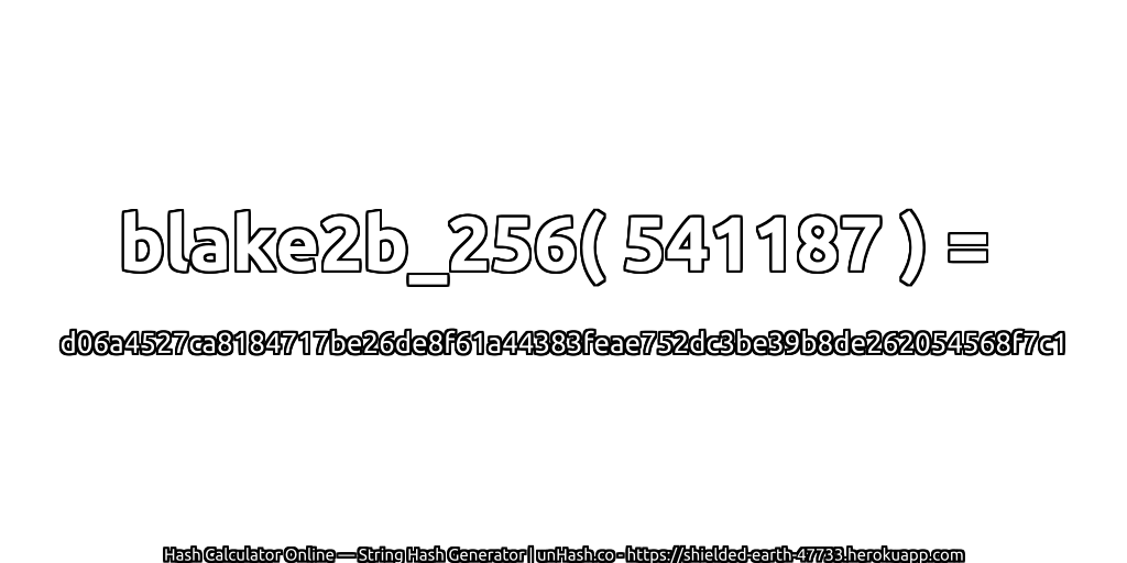 blake2b_256( 541187 ) = d06a4527ca8184717be26de8f61a44383feae752dc3be39b8de262054568f7c1 | unHash.co