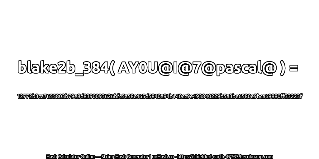 blake2b_384( AY0U@I@7@pascal@ ) = 12772b3ca7655803b79e8d8390093626bfc5a58c465d5840a94b140cc9e493840229b5a3be6580e9bca69880ff33223f | unHash.co