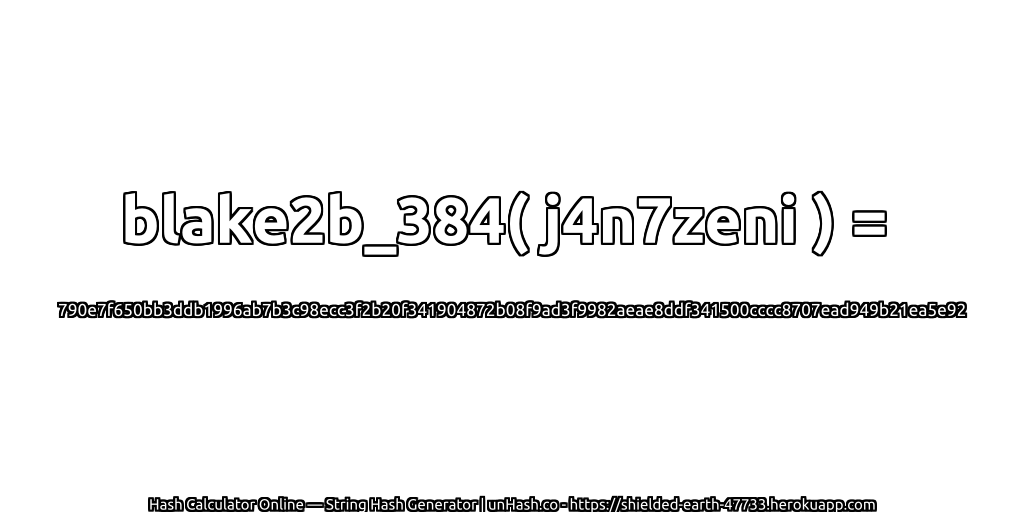 blake2b_384( j4n7zeni ) = 790e7f650bb3ddb1996ab7b3c98ecc3f2b20f341904872b08f9ad3f9982aeae8ddf341500cccc8707ead949b21ea5e92 | unHash.co