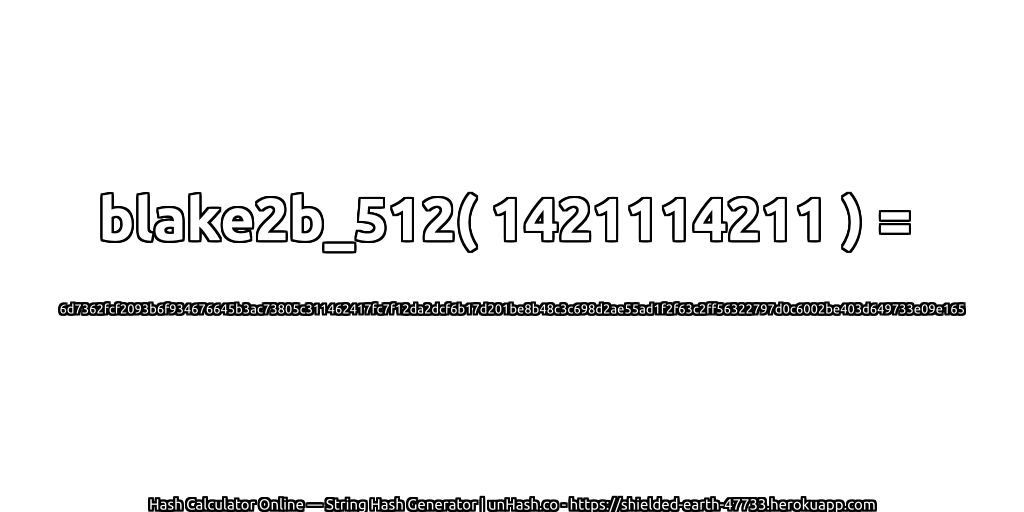 blake2b_512( 1421114211 ) = 6d7362fcf2093b6f934676645b3ac73805c311462417fc7f12da2dcf6b17d201be8b48c3c698d2ae55ad1f2f63c2ff56322797d0c6002be403d649733e09e165 | unHash.co