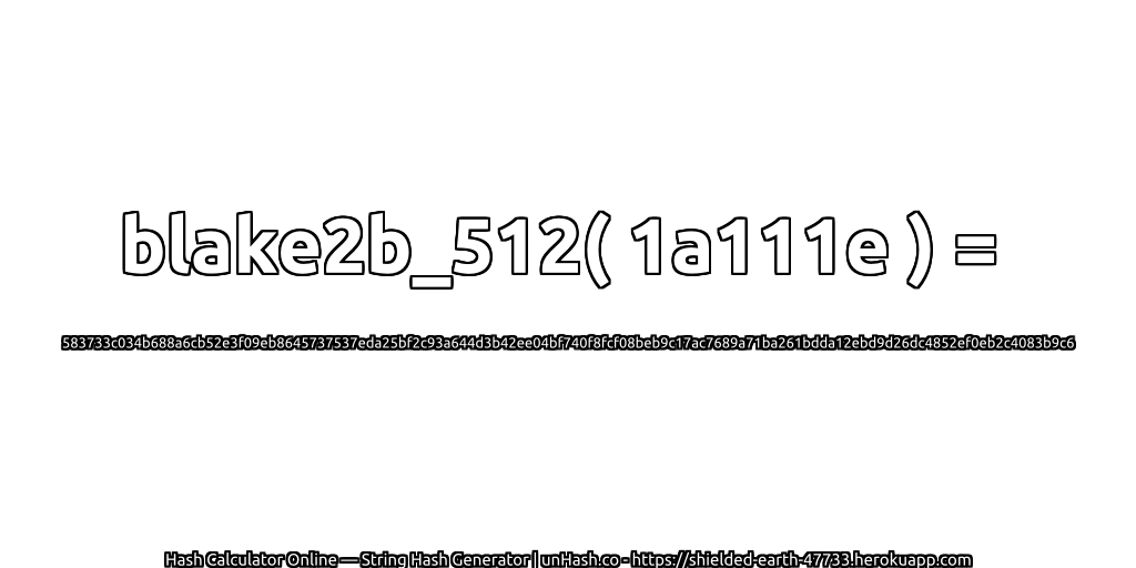 blake2b_512( 1a111e ) = 583733c034b688a6cb52e3f09eb8645737537eda25bf2c93a644d3b42ee04bf740f8fcf08beb9c17ac7689a71ba261bdda12ebd9d26dc4852ef0eb2c4083b9c6 | unHash.co