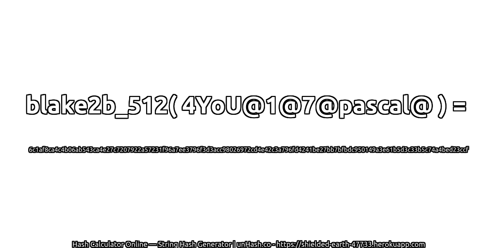 blake2b_512( 4YoU@1@7@pascal@ ) = 6c1af8ca4c4b06ab543ca4e27c7207922a57231f96a7ee3796f3d3acc98026972cd4e42c3a796fd4241be27bb7bfbdc950149a3e61b5d3c33b5c74a4bed23ccf | unHash.co