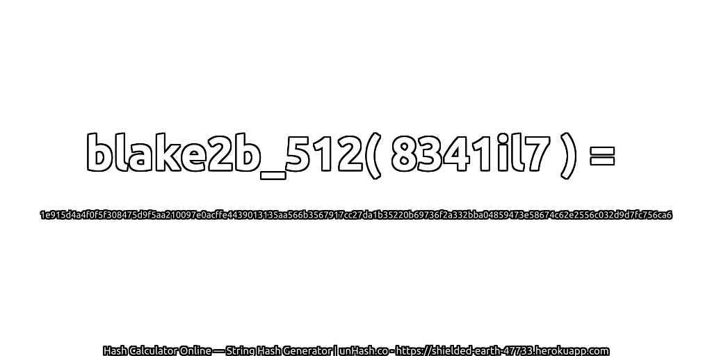 blake2b_512( 8341il7 ) = 1e915d4a4f0f5f308475d9f5aa210097e0acffe4439013135aa566b3567917cc27da1b35220b69736f2a332bba04859473e58674c62e2556c032d9d7fc756ca6 | unHash.co