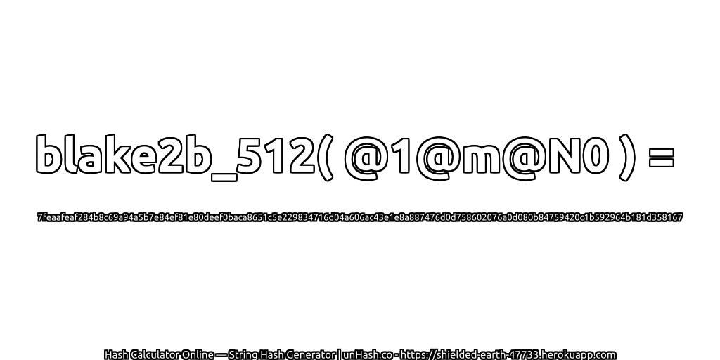 blake2b_512( @1@m@N0 ) = 7feaafeaf284b8c69a94a5b7e84ef81e80deef0baca8651c5e229834716d04a606ac43e1e8a887476d0d758602076a0d080b84759420c1b592964b181d358167 | unHash.co