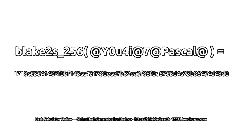 blake2s_256( @Y0u4i@7@Pascal@ ) = 1718c55541402f0bf145cc431280ece7b62ea3f88f0d6755d4c23b86454d48d0 | unHash.co
