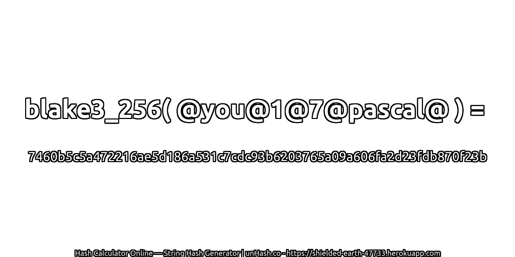 blake3_256( @you@1@7@pascal@ ) = 7460b5c5a472216ae5d186a531c7cdc93b6203765a09a606fa2d23fdb870f23b | unHash.co
