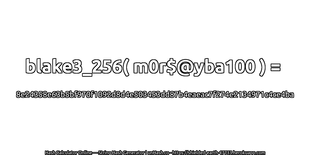 blake3_256( m0r$@yba100 ) = 8e24358e63b5bf970f1092d8d4e503453dd87b4eaeac7f274e2134971c4ce4ba | unHash.co