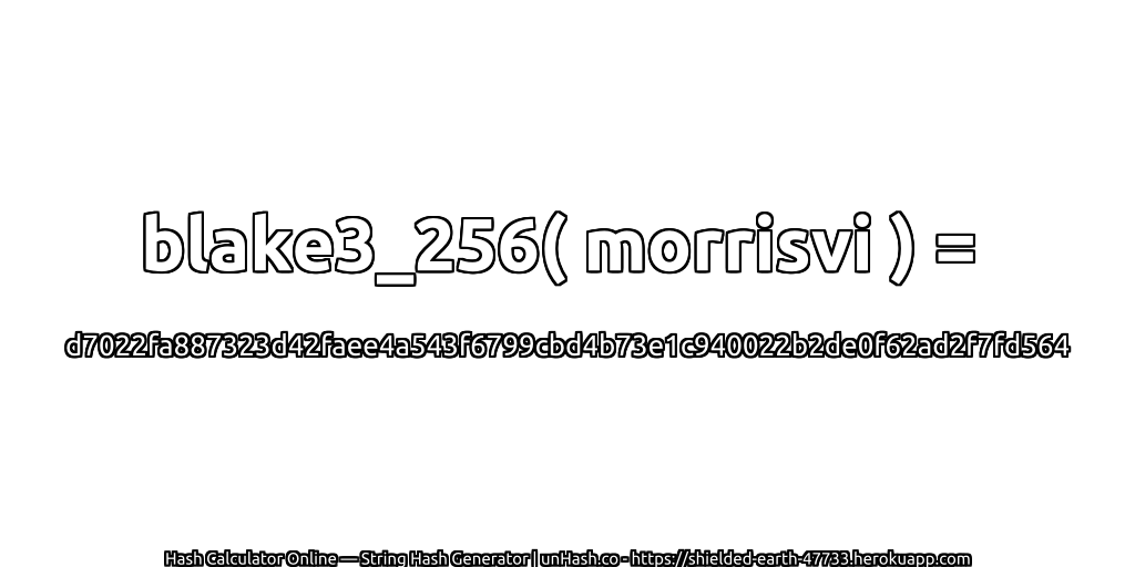 blake3_256( morrisvi ) = d7022fa887323d42faee4a543f6799cbd4b73e1c940022b2de0f62ad2f7fd564 | unHash.co