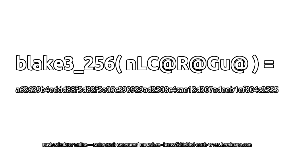 blake3_256( nLC@R@Gu@ ) = a62639b4eddd88f5d82f5e05c590929ad2508c4cae12d307adeeb1ef804c2555 | unHash.co