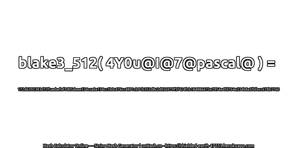 blake3_512( 4Y0u@I@7@pascal@ ) = 172d6392383d72fcaebefaf7d05deee534cca0a134cc1b0c476cc4891cb91b352d8c2d056979f5f424fcb184886672e7954e4fd764e334b8a5f6fecc678b7760 | unHash.co