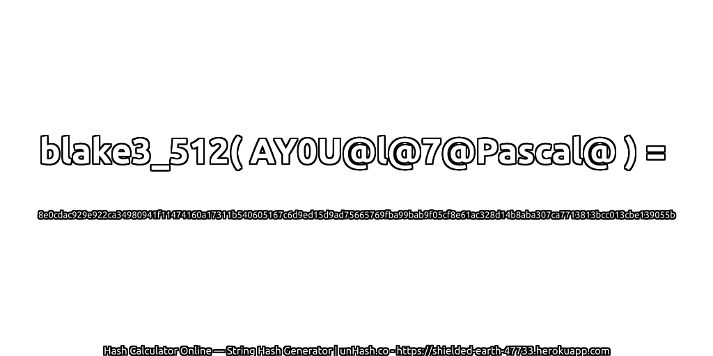 blake3_512( AY0U@l@7@Pascal@ ) = 8e0cdac929e922ca34980941f11474160a17311b540605167c6d9ed15d9ad75665769fba99bab9f05cf8e61ac328d14b8aba307ca7713813bcc013cbe139055b | unHash.co