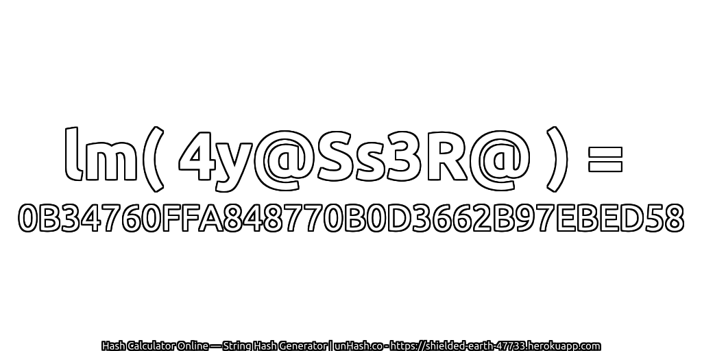 lm( 4y@Ss3R@ ) = 0B34760FFA848770B0D3662B97EBED58 | unHash.co