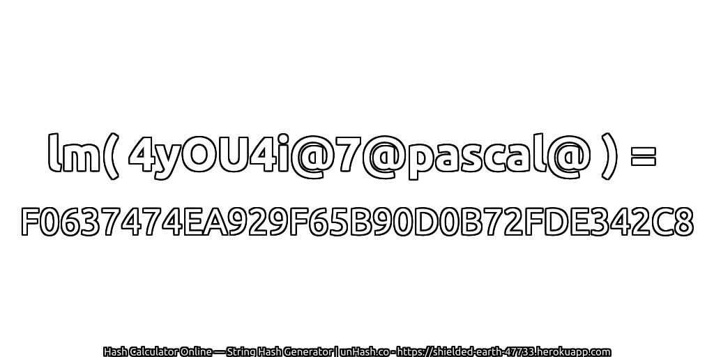 lm( 4yOU4i@7@pascal@ ) = F0637474EA929F65B90D0B72FDE342C8 | unHash.co