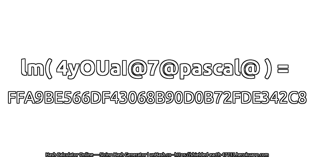 lm( 4yOUaI@7@pascal@ ) = FFA9BE566DF43068B90D0B72FDE342C8 | unHash.co