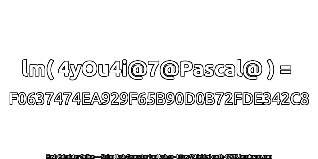 lm( 4yOu4i@7@Pascal@ ) = F0637474EA929F65B90D0B72FDE342C8 | unHash.co