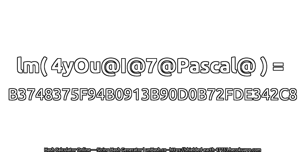 lm( 4yOu@I@7@Pascal@ ) = B3748375F94B0913B90D0B72FDE342C8 | unHash.co