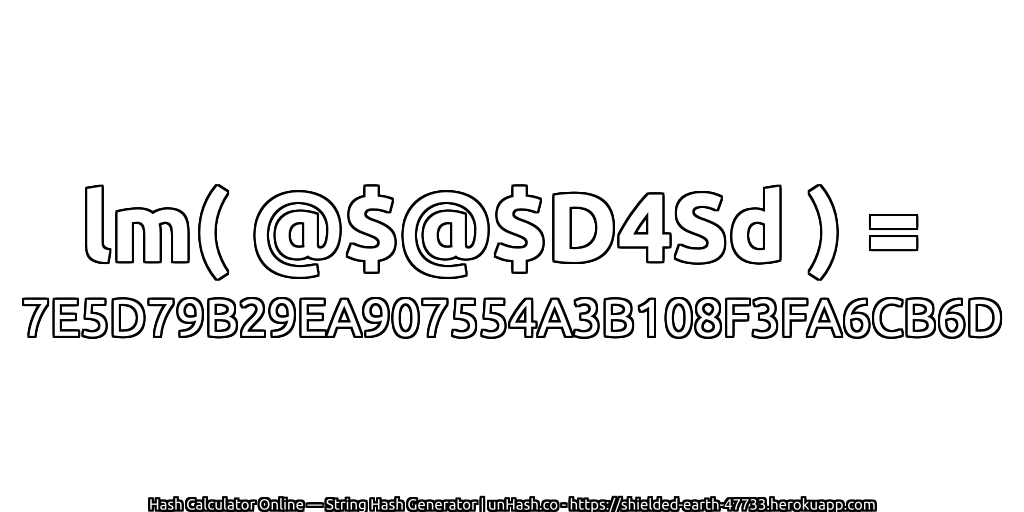 lm( @$@$D4Sd ) = 7E5D79B29EA907554A3B108F3FA6CB6D | unHash.co