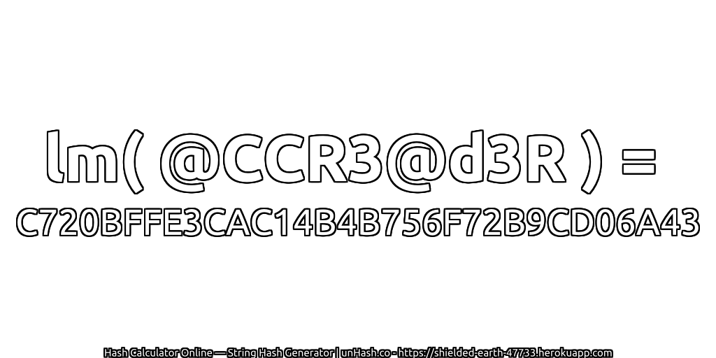 lm( @CCR3@d3R ) = C720BFFE3CAC14B4B756F72B9CD06A43 | unHash.co