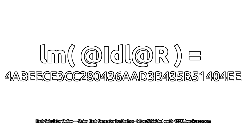 lm( @Idl@R ) = 4ABEECE3CC280436AAD3B435B51404EE | unHash.co