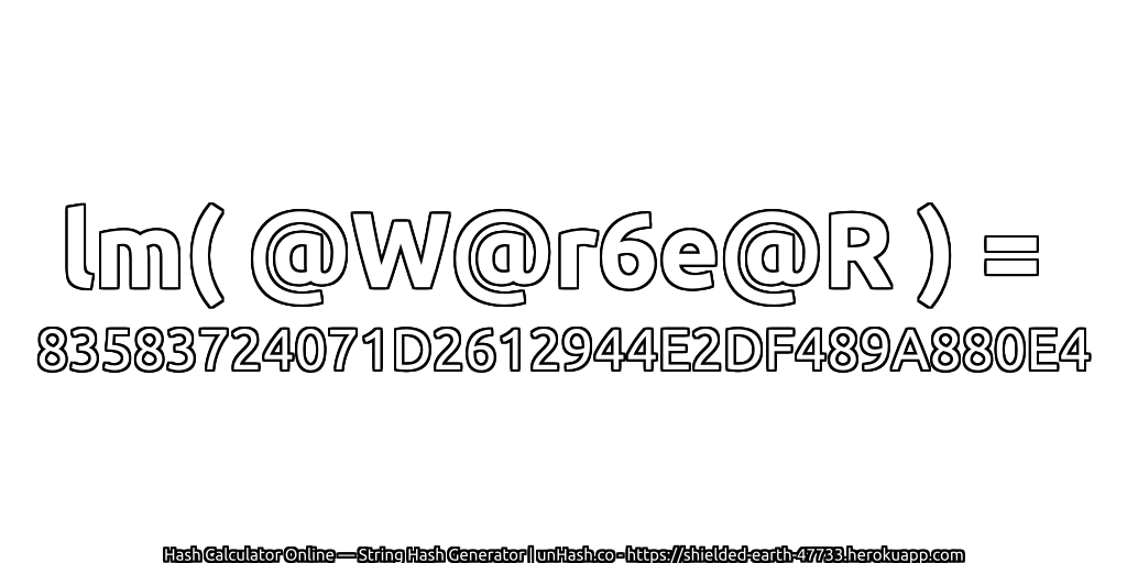 lm( @W@r6e@R ) = 83583724071D2612944E2DF489A880E4 | unHash.co