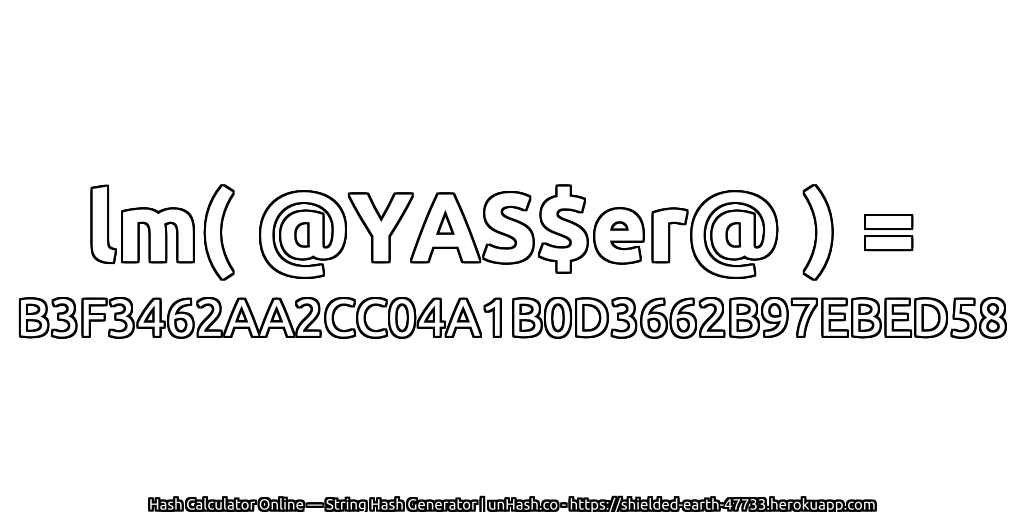lm( @YAS$er@ ) = B3F3462AA2CC04A1B0D3662B97EBED58 | unHash.co