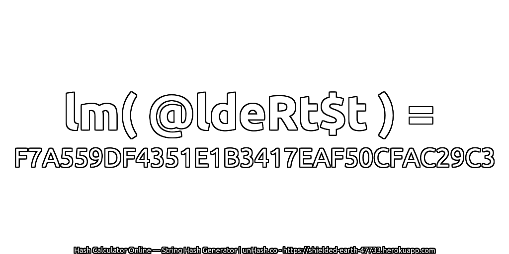 lm( @ldeRt$t ) = F7A559DF4351E1B3417EAF50CFAC29C3 | unHash.co