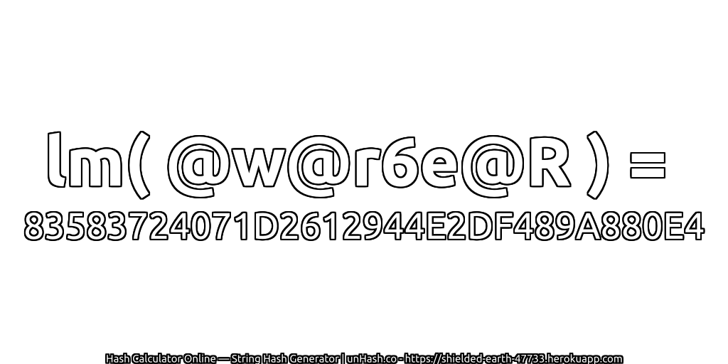 lm( @w@r6e@R ) = 83583724071D2612944E2DF489A880E4 | unHash.co