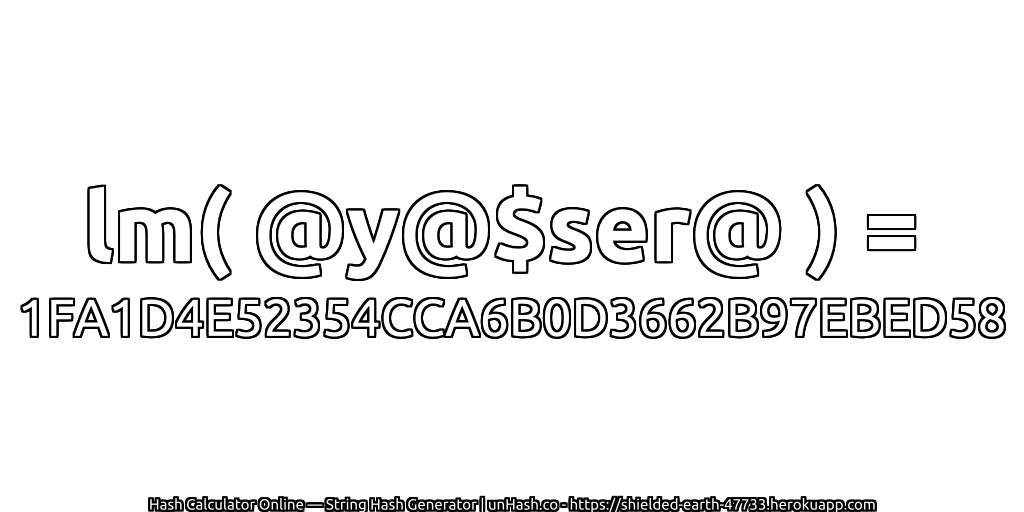 lm( @y@$ser@ ) = 1FA1D4E52354CCA6B0D3662B97EBED58 | unHash.co