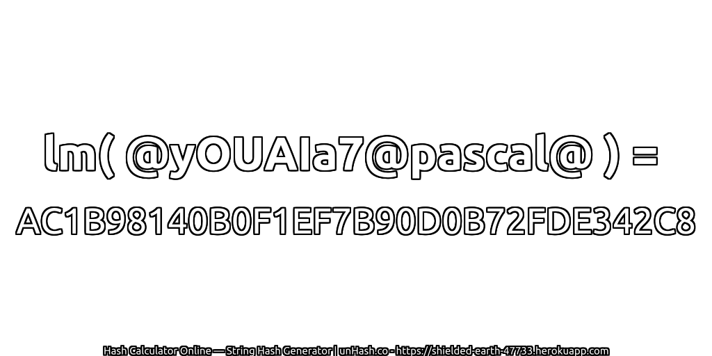 lm( @yOUAIa7@pascal@ ) = AC1B98140B0F1EF7B90D0B72FDE342C8 | unHash.co