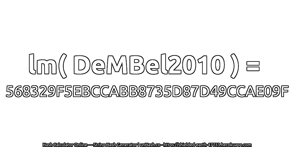 lm( DeMBel2010 ) = 568329F5EBCCABB8735D87D49CCAE09F | unHash.co