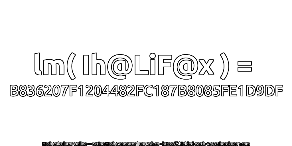 lm( Ih@LiF@x ) = B836207F1204482FC187B8085FE1D9DF | unHash.co