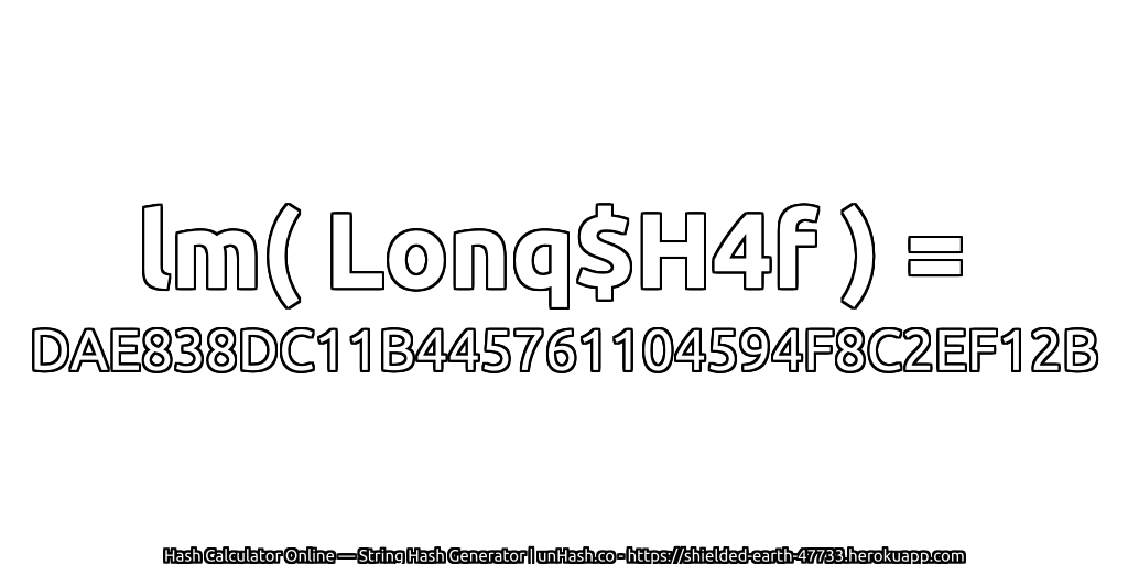 lm( Lonq$H4f ) = DAE838DC11B445761104594F8C2EF12B | unHash.co