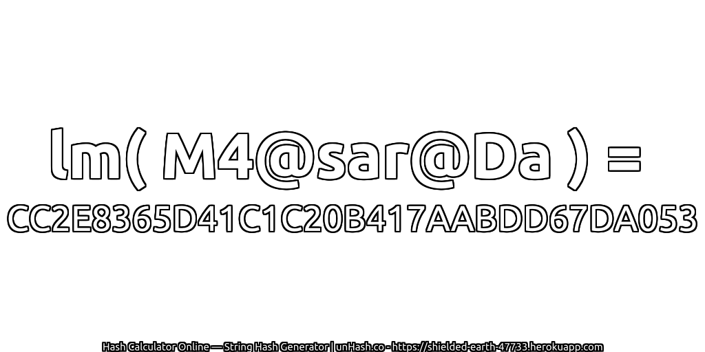 lm( M4@sar@Da ) = CC2E8365D41C1C20B417AABDD67DA053 | unHash.co