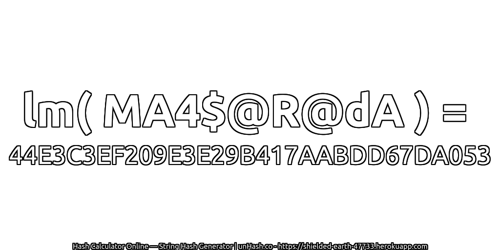 lm( MA4$@R@dA ) = 44E3C3EF209E3E29B417AABDD67DA053 | unHash.co