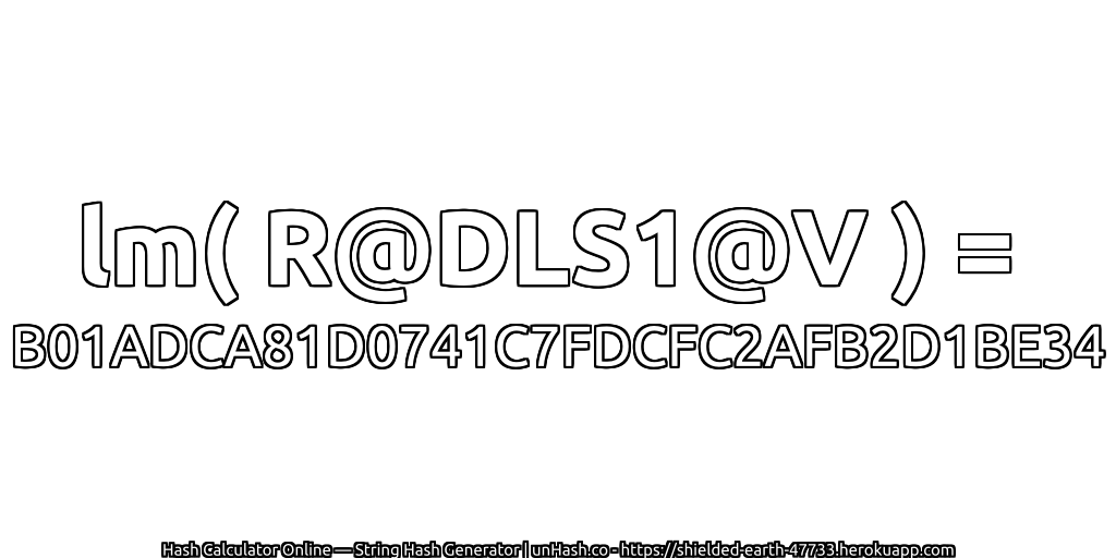 lm( R@DLS1@V ) = B01ADCA81D0741C7FDCFC2AFB2D1BE34 | unHash.co