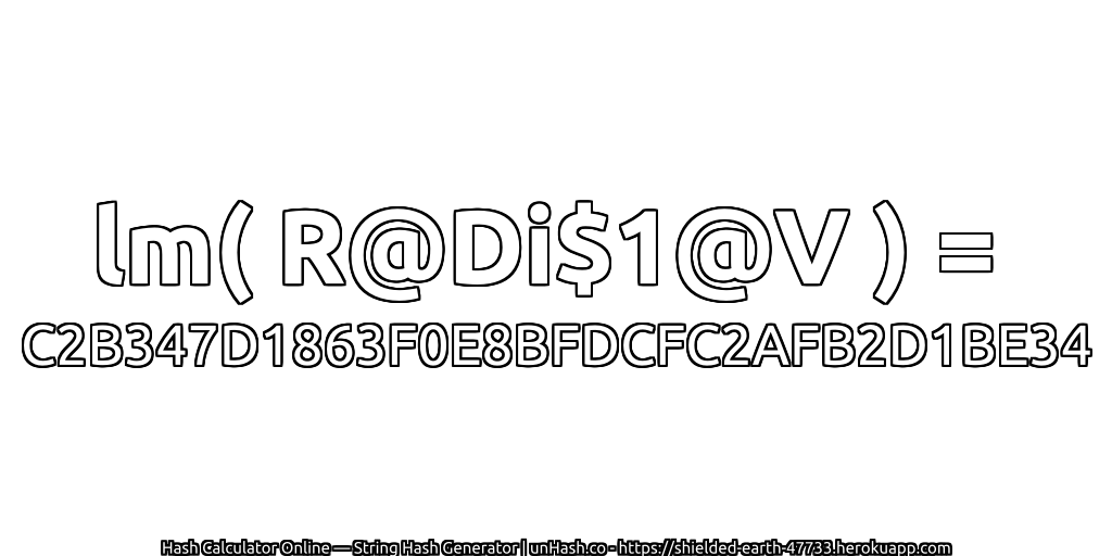 lm( R@Di$1@V ) = C2B347D1863F0E8BFDCFC2AFB2D1BE34 | unHash.co