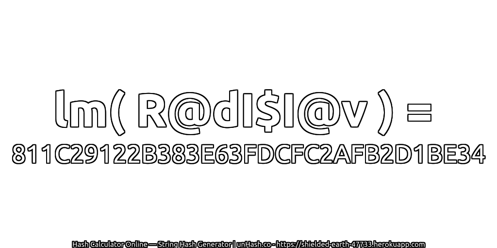 lm( R@dI$I@v ) = 811C29122B383E63FDCFC2AFB2D1BE34 | unHash.co