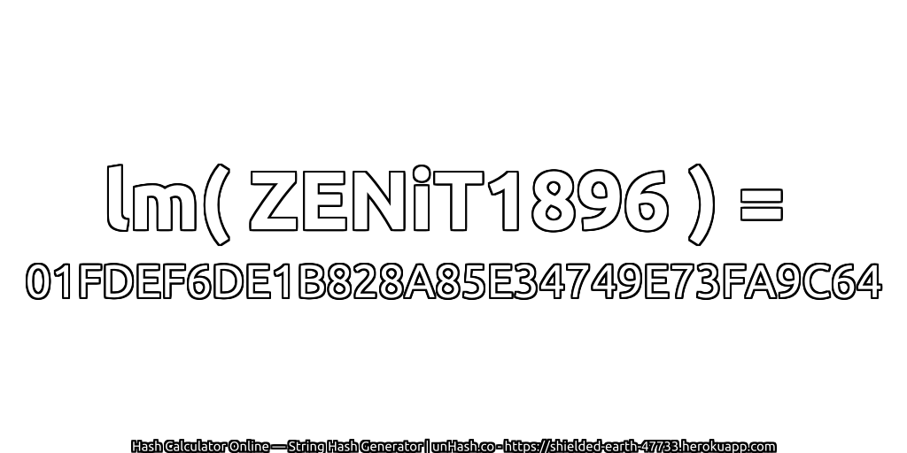 lm( ZENiT1896 ) = 01FDEF6DE1B828A85E34749E73FA9C64 | unHash.co