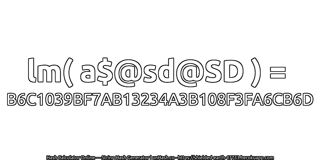 lm( a$@sd@SD ) = B6C1039BF7AB13234A3B108F3FA6CB6D | unHash.co