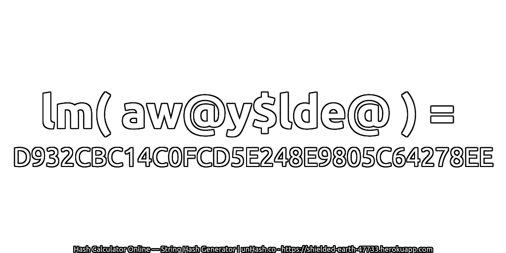 lm( aw@y$lde@ ) = D932CBC14C0FCD5E248E9805C64278EE | unHash.co