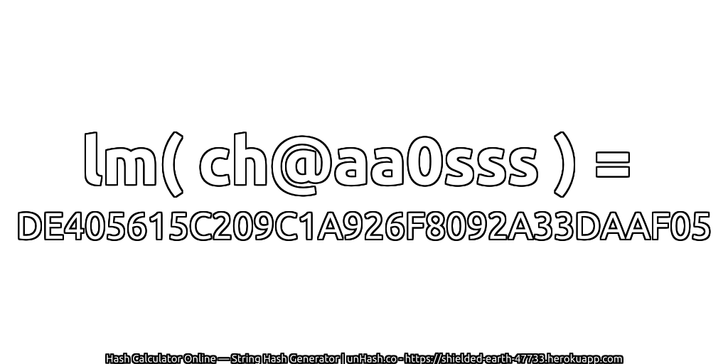 lm( ch@aa0sss ) = DE405615C209C1A926F8092A33DAAF05 | unHash.co