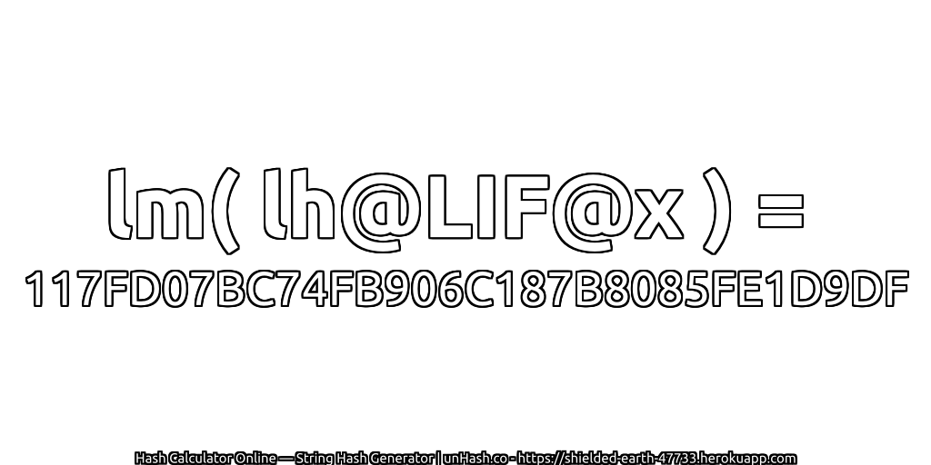 lm( lh@LIF@x ) = 117FD07BC74FB906C187B8085FE1D9DF | unHash.co