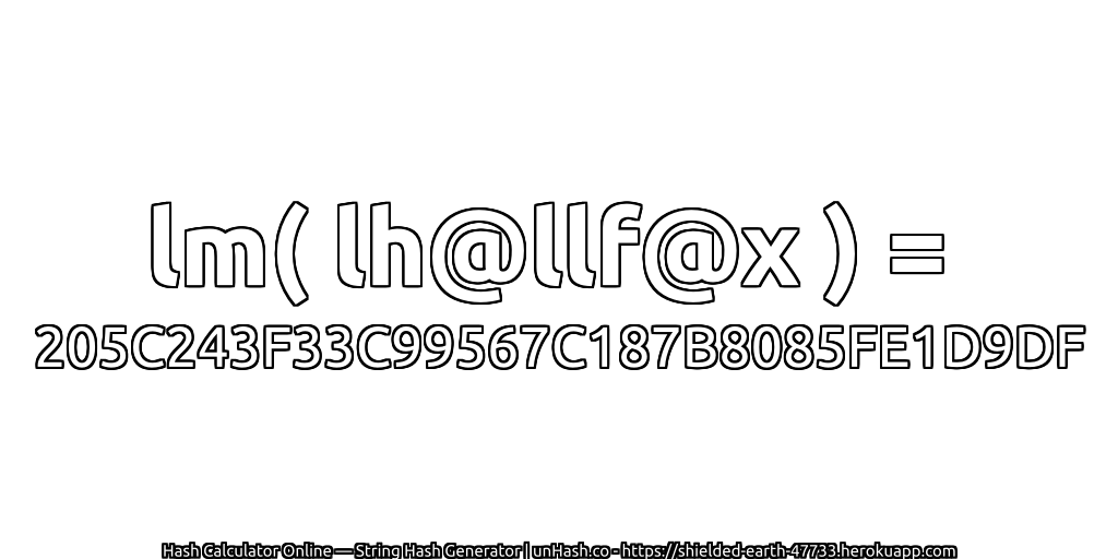 lm( lh@llf@x ) = 205C243F33C99567C187B8085FE1D9DF | unHash.co