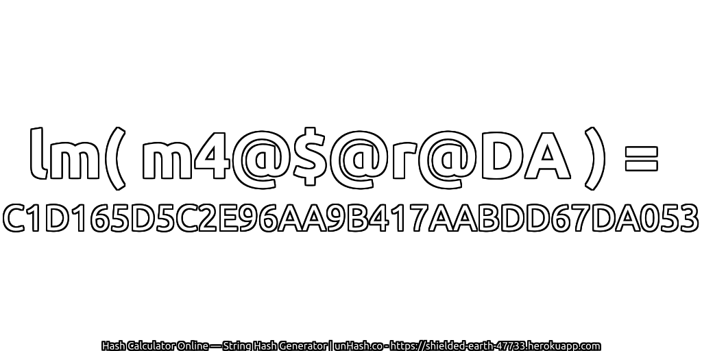 lm( m4@$@r@DA ) = C1D165D5C2E96AA9B417AABDD67DA053 | unHash.co