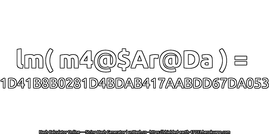 lm( m4@$Ar@Da ) = 1D41B8B0281D4BDAB417AABDD67DA053 | unHash.co