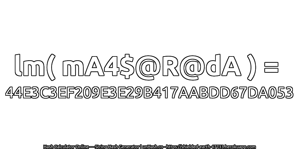 lm( mA4$@R@dA ) = 44E3C3EF209E3E29B417AABDD67DA053 | unHash.co