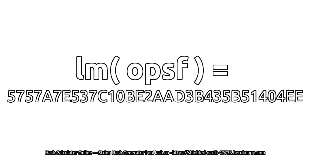 lm( opsf ) = 5757A7E537C10BE2AAD3B435B51404EE | unHash.co