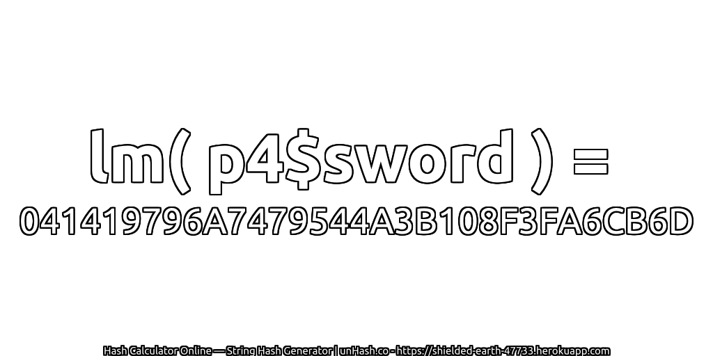 lm( p4$sword ) = 041419796A7479544A3B108F3FA6CB6D | unHash.co