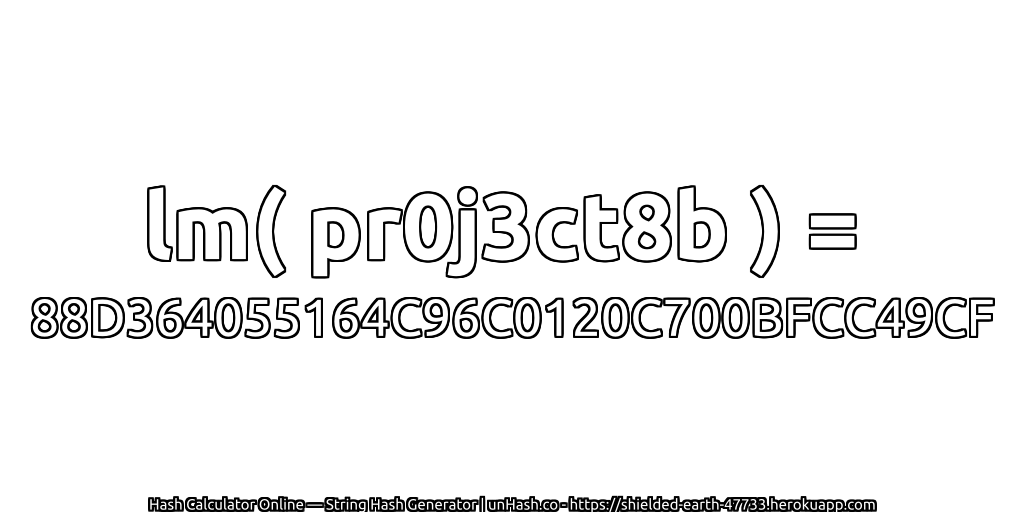 lm( pr0j3ct8b ) = 88D364055164C96C0120C700BFCC49CF | unHash.co
